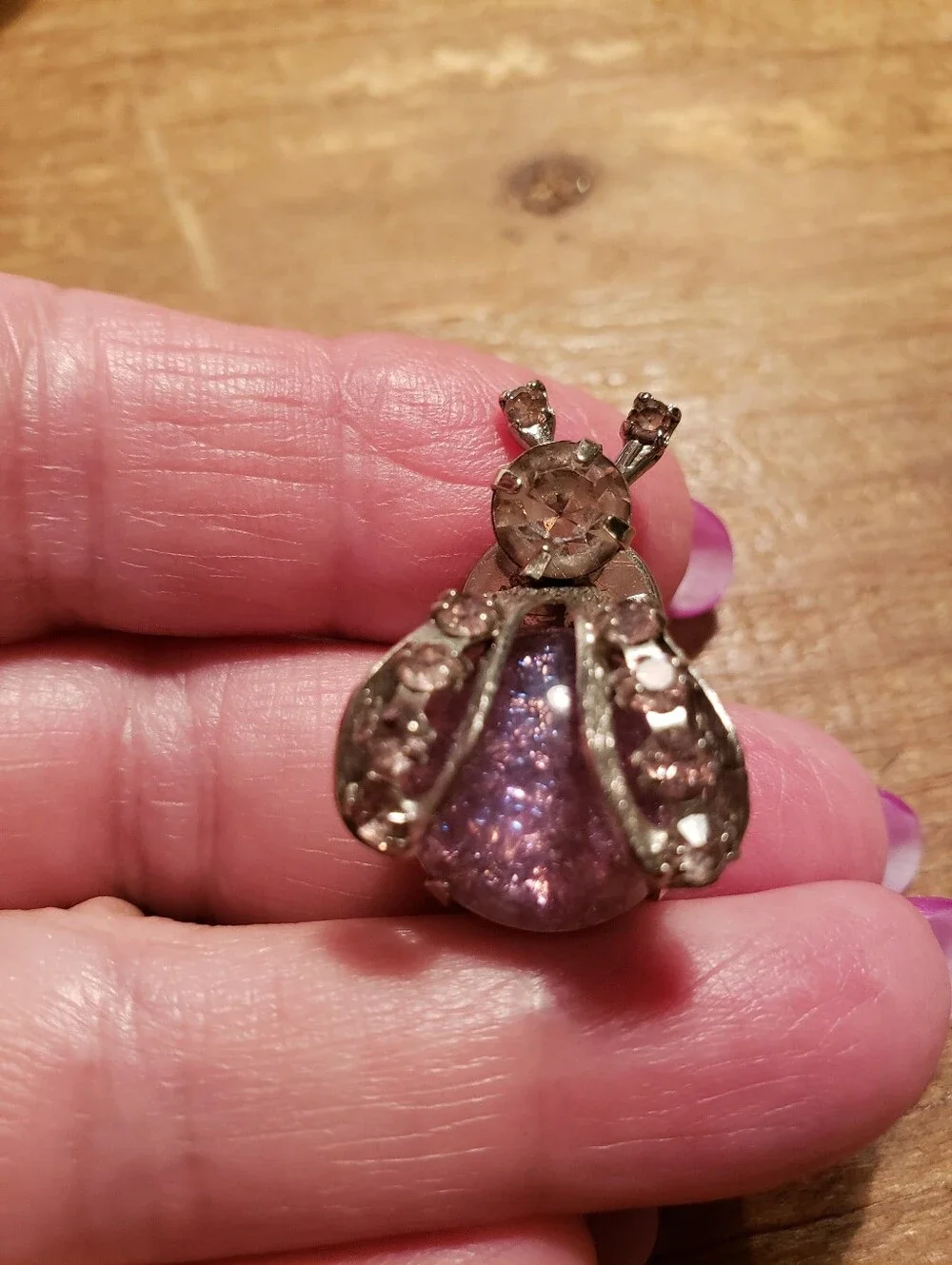 Vintage Silver-tone Weiss Insect Tac Pin With Orchid Sets